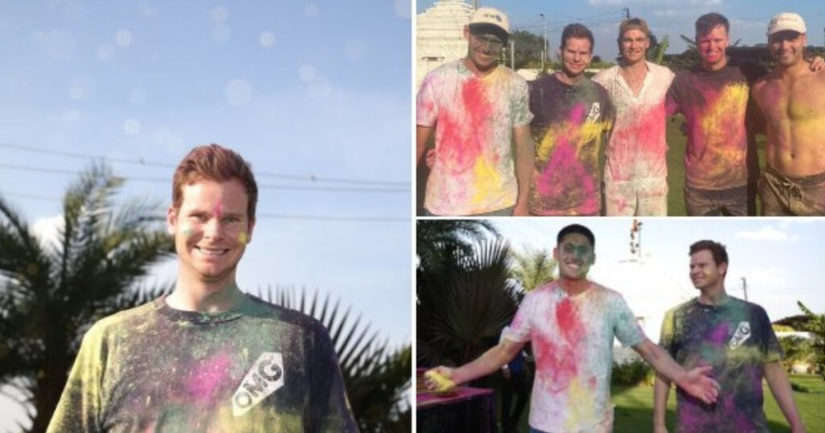 ऑस्ट्रेलियाई खिलाड़ियों पर भी चढ़ा रंगों का बुखार, स्टीव स्मिथ समेत पूरी टीम ने जमकर किया हुडदंग, खेली कपड़ा फाड़ होली